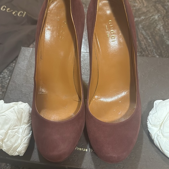 Gucci SCARLATTO Kid Scamosciato Burgundy Heels size 36+ - Picture 10 of 16